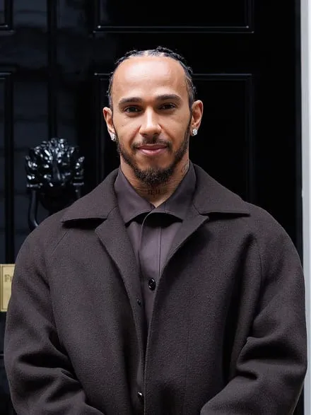 Lewis Hamilton photographed at 10 Downing Street in 2025
